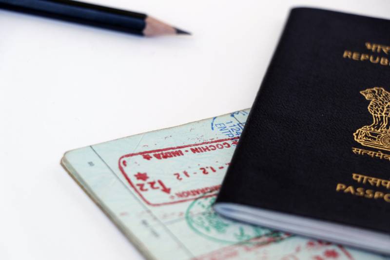 Passport bank documents pen desk